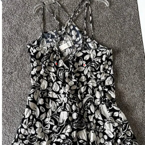 Anthropologie NWT Black Off White Sheer Mini Dress - Picture 6 of 12